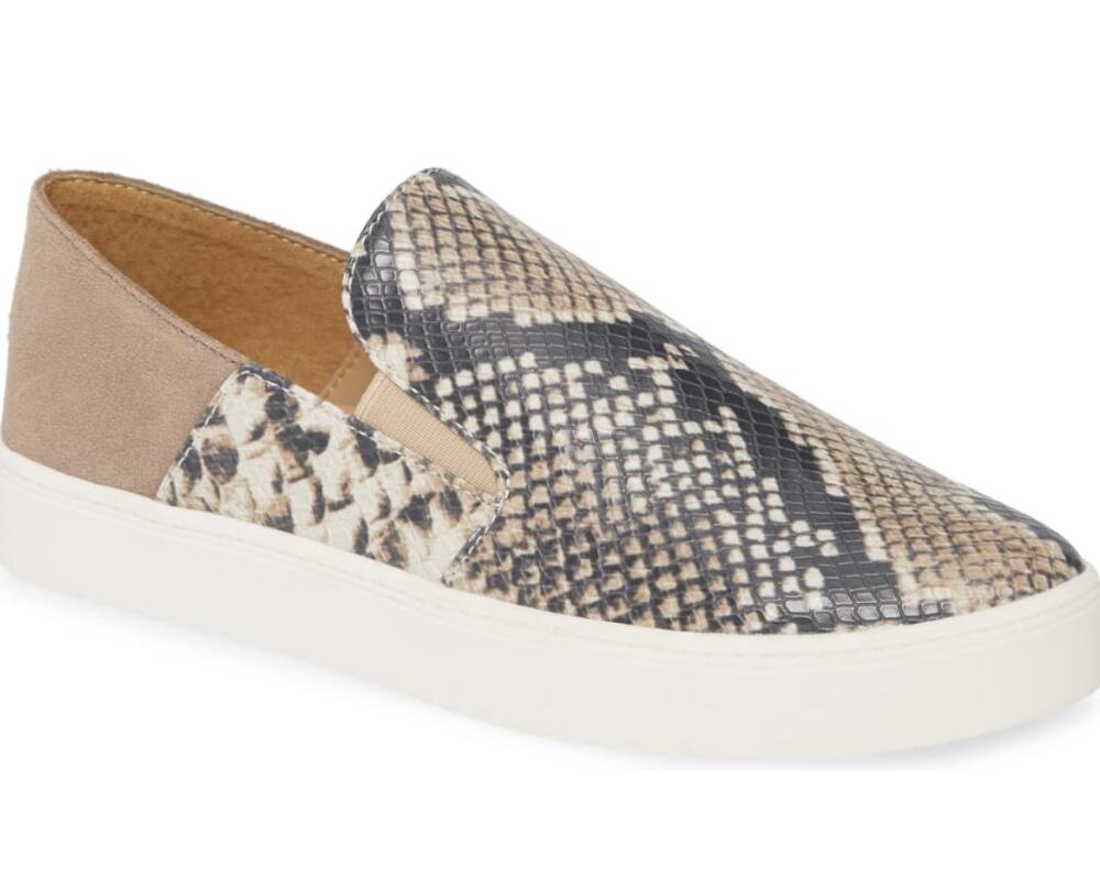 Treasure & Bond Amari Sneakers 11 NWOT Tan Gray Snake Leather Suede Mules